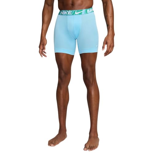Nike Men's Dri-Fit Essential Micro Boxer Brief, 3pk, Aquarius Blue/Laser Fuchia/Cool Grey, L2