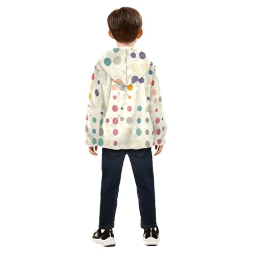 Colored Dots Girls Fleece Jacket Girls Fall Jacket Girls Zip Up Hoodie Girls Sherpa Jacket 2-10T4