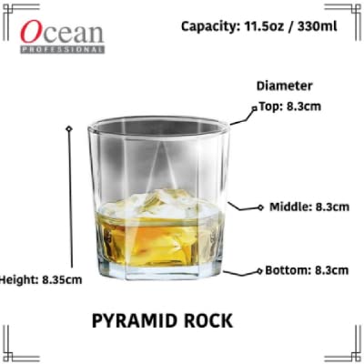 Ocean Pyramid Rock, 330 Ml. | Soda Lime Glass | Set of 6 | Clear & Transparent | Used for Holding and Serving Water, Mocktails, Cocktails, and Other iced Beverages - Image 4 thumbnail