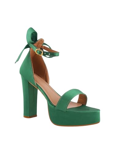 Image of SilverArrow womens Knotco Fashion Sandals|Block Heel Sandals With AnkLe Buckle Strap|Fusion Wear