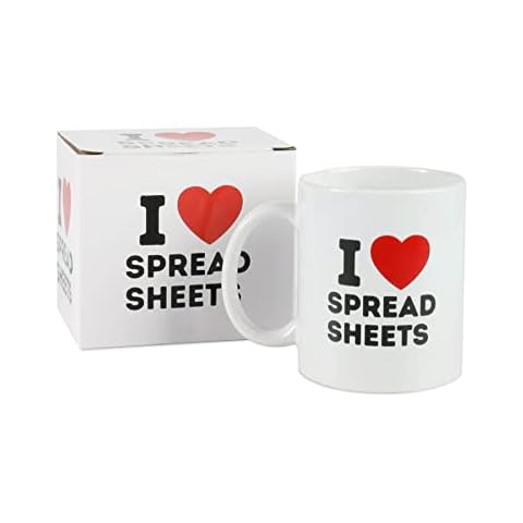 Toy Galaxy Cool Mugs - I Love Spreadsheets Mug - Awesome Slogan Mugs for The Office - Spreadsheet Mug for Secret Santa and Birthday Presents - 325ml Ceramic Coffee and Tea Mug Cover