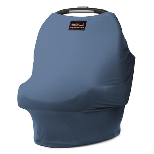 Image of Milk Snob Original 5-in-1 Luxe Cover in Ocean Blue - Added Privacy for Breastfeeding, Baby Car Seat, Carrier, Stroller, High Chair, Shopping Cart, Lounger Canopy, Newborn Essentials, Nursing Top