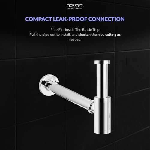 Image of Orvos Bottle Trap, Brass Body with Stainless Steel Pipes, Heavy Duty Rounded, for Sinks and Wash Basins