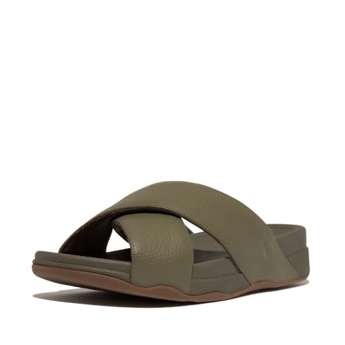 FitFlop Men's Surfer Tumbled-Leather Cross Slides4