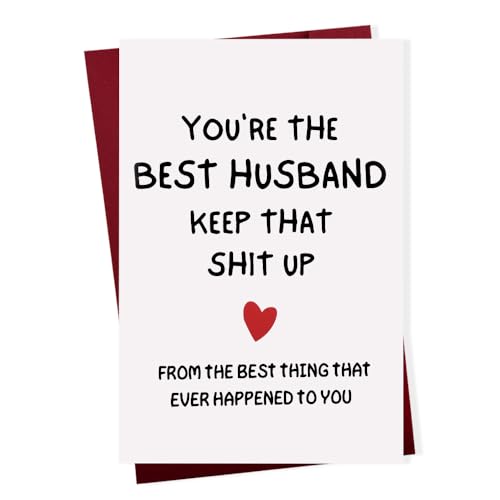 Valentines Day Card for Him Husband Hubby Valentines Day Gifts for Men Husband Hubby Wedding Anniversary Card for Husband Hubby Sweetest Day Greeting Cards with Envelopes