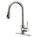 Delle Rosa Kitchen Faucet, Brushed Nickel, Single Handle, Pull-Down, 3-Way Spray Setting, Easy Installation, Lead-Free