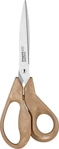 Maped - Advanced Wood Scissors, 21 cm, Asymmetrical, Brown
