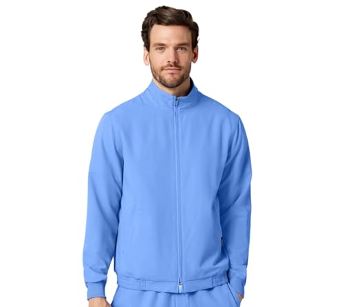 Jaanuu Wolfe Men's 6-Pocket Classic Scrub Jacket - Ceil Blue 2XL