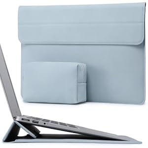 HYZUO 15-16 Zoll Laptop Hülle Laptophülle mit Standfunktion für MacBook Pro 16 M4/M3/M2/M1 Pro/Max 2024-2019, XPS 15, MacBook Pro 15 2015-2012, Samsung Galaxy Book Flex/Pro 15, Blass Blau