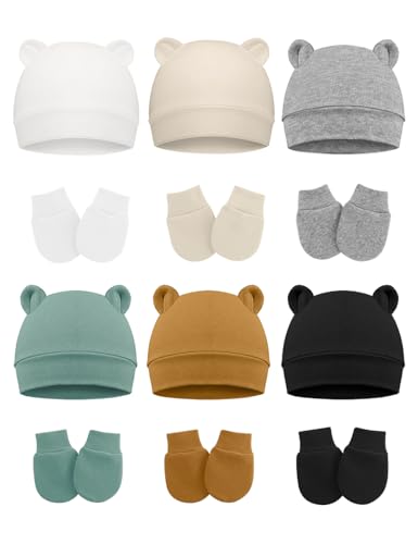 Image of ZURLEFY Cute Baby Mittens Newborn, No Scratch Baby Boy Mittens, Baby Girl Hat Gloves for Toddlers, Infant, Newborn