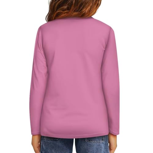Image of Girls Long Sleeve Shirts Casual Crewneck Soft T-shirts for Girls 3-16 Years Old