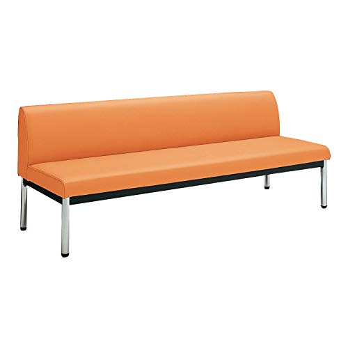 【メーカー配送・設置・組立】 コクヨ ロビーチェア 150シリーズ 丸パイプ脚タイプ 3人掛け メッキ脚 ローバック 幅180×奥行60cm ソフトタンジェリン