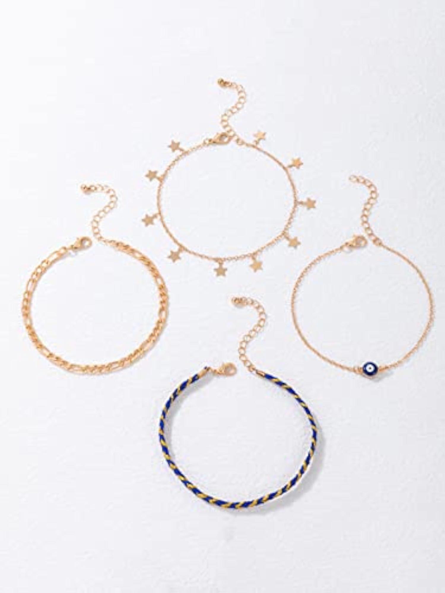 Modern Toned Star Charm Combo Anklet for Women