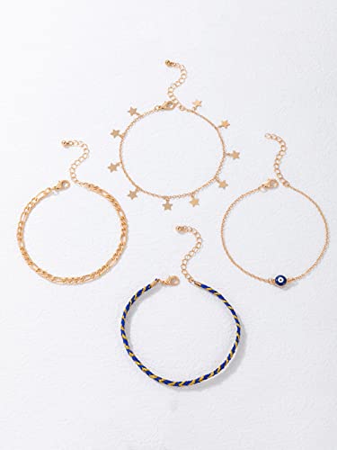 Modern Toned Star Charm Combo Anklet for Women