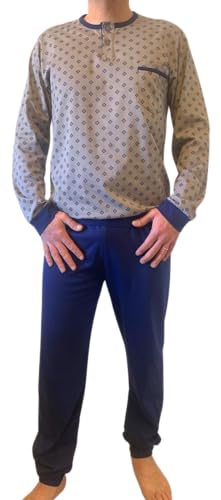 ARTIGIANI DEL PIGIAMA Pyjama homme à manches longues pantalon long 100 % coton modèle Serafino et pantalon avec poignet et poche 100 % fabriqué en Italie,...