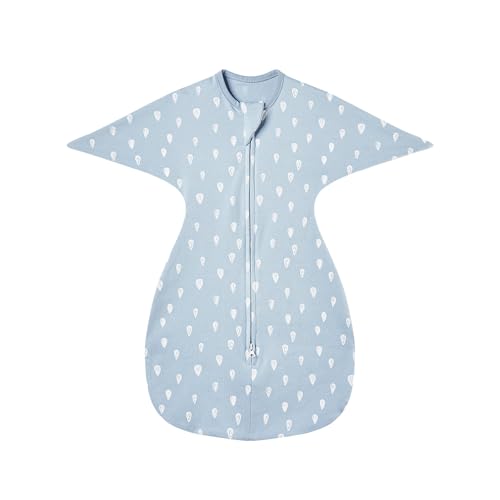 Image of insular Baby Transitional Swaddle with 2-Way Zipper Newborn Sleep Sack Arms Up Infant Sleeping Bag Wearable Blanket, Raindrop, 0-3 Month