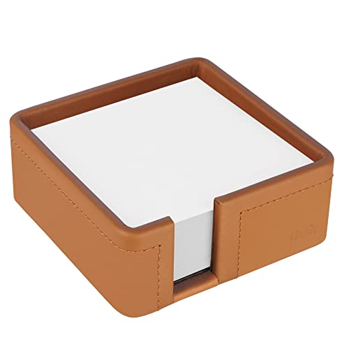 Porte-bloc notes en cuir cognac Laeufer & Gutenberg 10x10 cm
