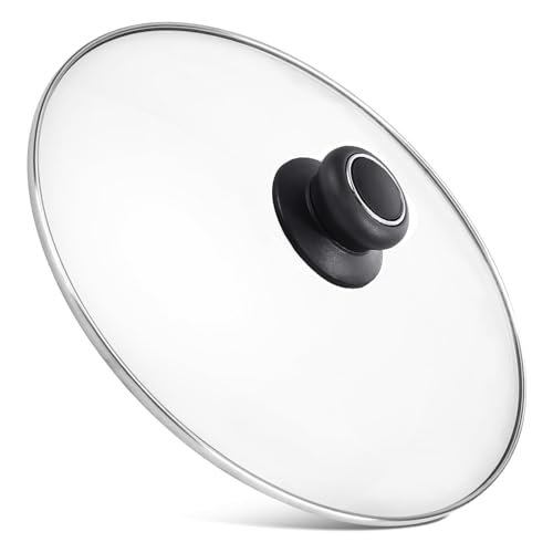 13 Inch Pan Lid Tempered Glass Pot Lid Replacement Pan Cover for Cast Iron Skillets, Frying Pans, Pots and Wok, Clear