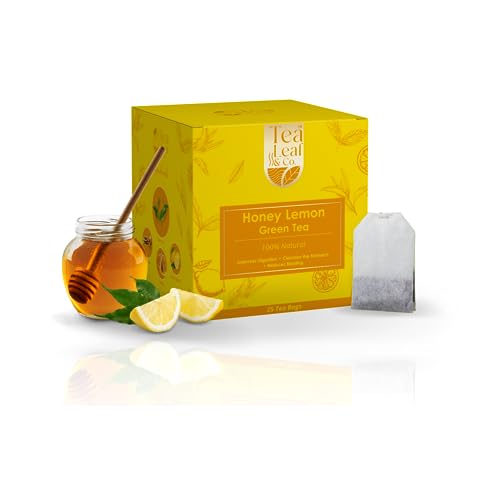 Tea Leaf & Co. Honey Lemon Green Tea with Vitamin C Boosts Immunity Digestion & Metabolism Zero Calories 25 Green Tea Bags Pack of 1