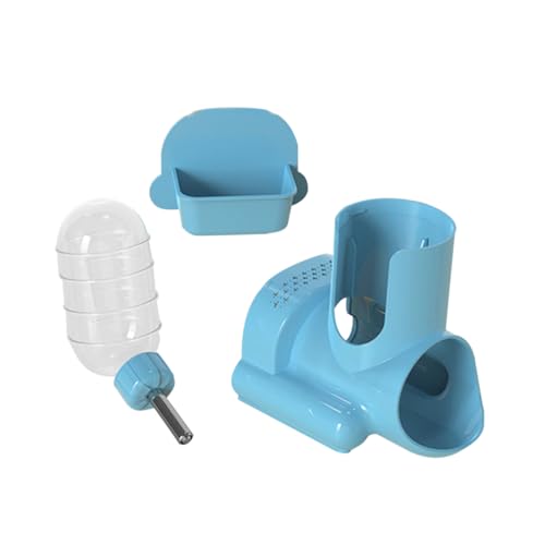 BELLIFFY Hamster Water Bottle Feeder with Hideout Food Bowl Automatic Dispenser for Pets Leak Design for Hamsters Guinea Pigs