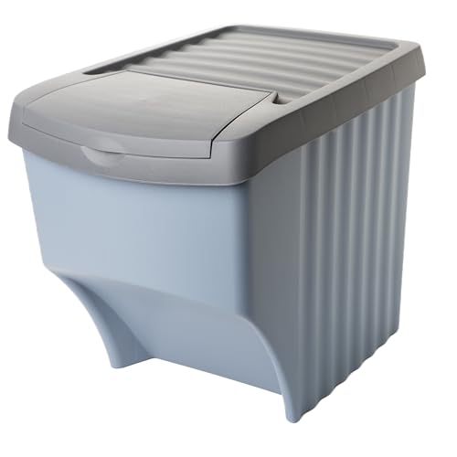 SUSTANIA Premium Müllsortiersystem 3-fach, Stapelbarer Abfallsammler mit 3x22L Volumen, Mülleimer & Mülltrennsystem für Küche & Haushalt, 40x30x33 cm, Made in EU