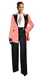 Fashion Womens Suit Petite 2 Piece Double Breasted Suits for Women Regular Fit Peak Lapel Tuxedo Coral Womens Suits Size Medium