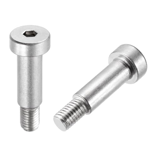 MECCANIXITY 2 Pcs 304 Stainless Steel Shoulder Bolt 10mm Shoulder Dia 20mm Shoulder Length M8x1.25 Thread Hex Socket Shoulder Bolts for Hydraulic Injection Molding Machinery Industries
