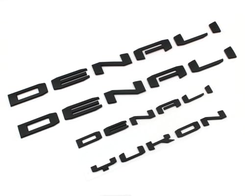 Image of 4pcs Matte Black Door Rear Denali Yukon Emblems Letters Compatible with 2021-2024 Yukon Yukon XL (Matte Black)