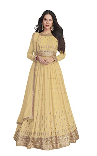 ZUVAANYA Ready To Wear Indian/Pakistani Party Wear Women's Embroidery Faux Georgette Anarkali Floral Gown For Women