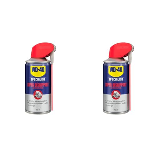 WD-40 Specialist • Super Dégrippant • Spray Double Position • Efficacité Immédiate • Dégrippe rapidement et facilement • Résistant à l'Eau • Compatible Tous Métaux • 250 ML (Lot de 2)