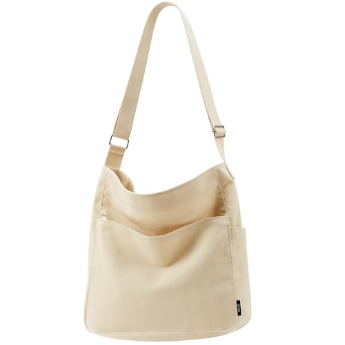 Image of KALIDI Canvas Tote Bag Zipper Large Crossbody Shoulder Bag Messenger Bag