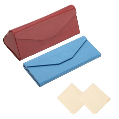 Image of PATIKIL Foldable Glasses Case, Triangle Magnetic Sunglasses Organizer Case PU Leather Eyeglass Case with Cloth for Glasses