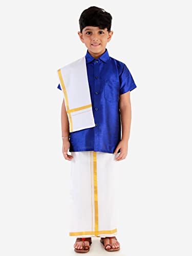 Image of VASTRAMAY Boy's Silk Blend Regular Fit Shirt