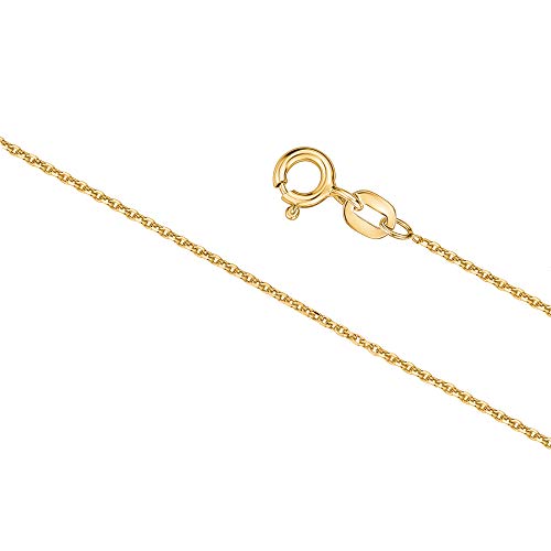 14k Solid Yellow Gold Cable Link Chain Made in Germany Width 0.9mm Length 16