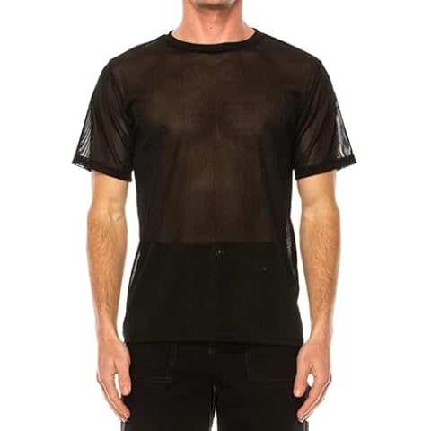 Over Kleshas Men's Shiny Mesh Short Sleeve T Shirt (US, Alpha, Small, Regular, Regular, Black) Cover