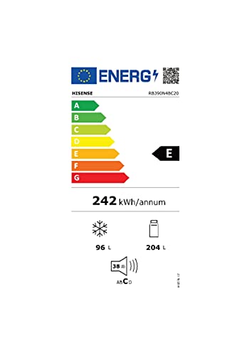 Hisense-RB390N4BC2-Frigorifico-Combi-No-Frost-Display-Capacidad-Neta-300-L-186-cm-Alto-ECO-mode-Silencioso-38-dBA-Color-Blanco