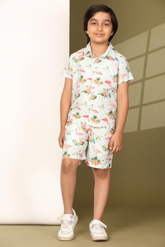 Image of Boys Printed Casual Shirt Short Sleeve Button Down Beach Shirt for Kids