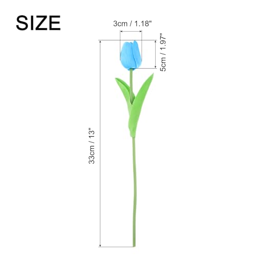 QUARKZMAN 20 Stück Tulpen Künstliche Blumen, Künstliche Blumen Fake Tulip Stems Real Touch für Hochzeitsstrauß Tisch Party Dekoration (Himmelblau)