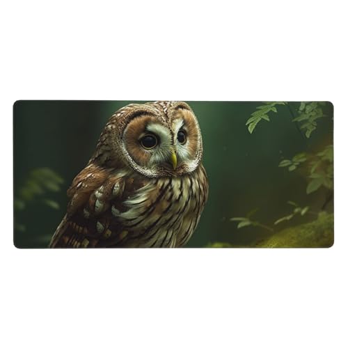 Tapis de souris grand format 40x90cm chouette tapis de bureau XXL en caoutchouc antidérapant