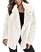 Onsoyours Veste Chaude Femme Hiver à Manches Longues Manteau Chic Blouson Chaud Revers Décontractée en Peluche Cardigan Doux Vestes en Fausse Fourrure Trench Blanche 3XL