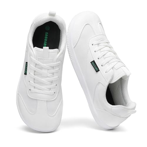 SAGUARO Womens Barefoot Shoes with Wide Toe Box Zero Drop Lightweight Minimalist Walking Shoes with Slip-Resistant Sole for Commuting and Everyday Wear White