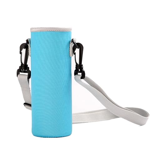 Funda aislante para botella de agua de 1500 ml, soporte para botella de vidrio de 50 onzas con correa para el hombro, aislada, manos cálidas al aire libre (azul)