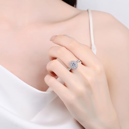Moissanite Engagement Rings for Women, 1 CT D Color VVS1 Oval Cut Wedding Band, 18K Sterling Silver White Gold Lab Created Diamond Rings with Certificate, Moissanite Promise Rings2