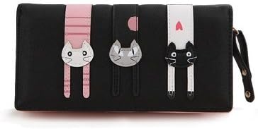 Amazon Co Jp レディース 猫 財布 2つ折り かわいい おしゃれ 長財布 猫好きにたまらない お 財布 レディース ブラック シューズ バッグ