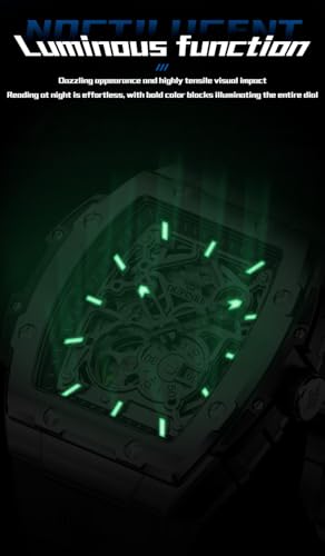 Image of OLEVS Watch Men Self Winding Luxury Skeleton Mechanical Business Dress Square Wrist Watches Calendar Watches