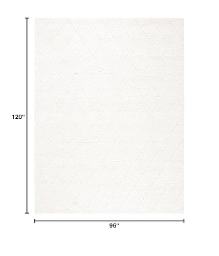 Image of SAFAVIEH Area Rug 8x10 - Natura Collection - Large - Ivory & Ivory, Handmade Wool & Viscose, Ideal for Living Room, Bedroom, Dining Space (NAT310A)