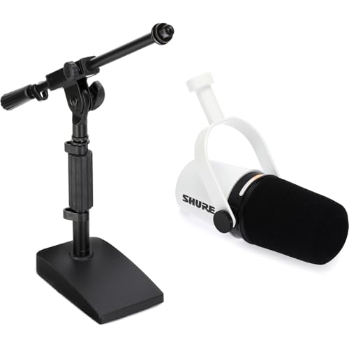 Shure MV7+ Hybrid Podcast Microphone with Mic Stand - White