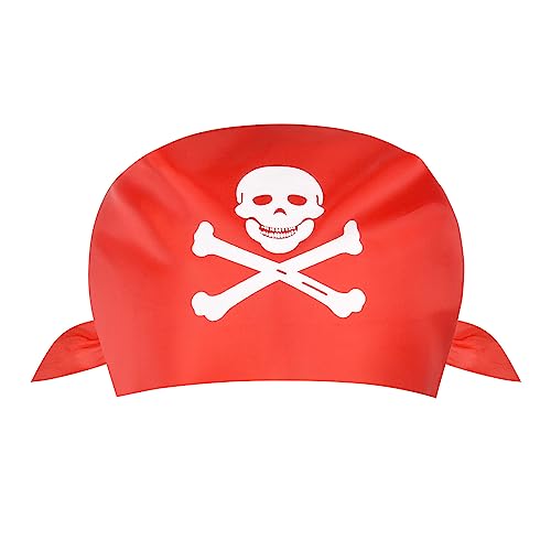 AOMIG Pañuelo Pirata para la Cabeza, 1PC Pañuelo Triángulo Pirata,Accesorios de Ropa Pirata, Bandana para Fiestas de Pirata, Club, Cosplay, Halloween y Niños Adulto( Rojo )