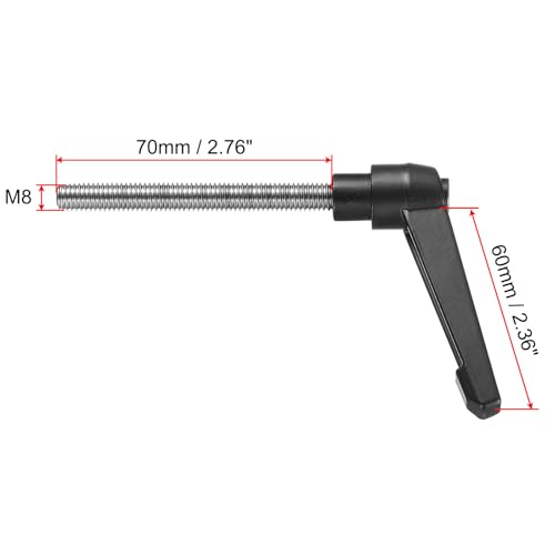 Image of uxcell Adjustable Clamping Lever Handle M8 x 70mm Metric 304 Stainless Steel Male Threaded Stud Hand Knobs Push Button Ratchet Rotating Screw Handles Bolts with Locking Lever Black