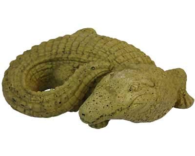 Estatua bebé cocodrilo de concreto para jardín 9.5 in